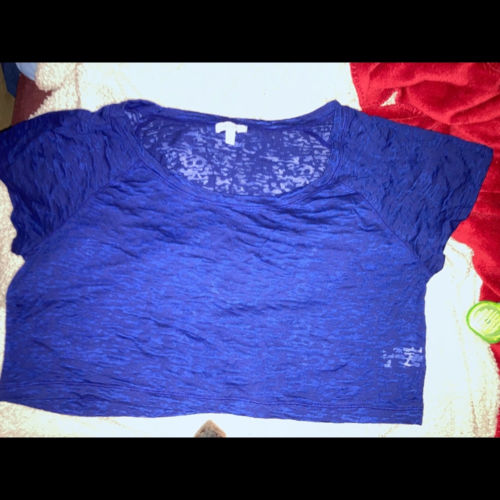 EUC - DELIA’S NAVY BLUE BURNOUT CROP-TOP size XL